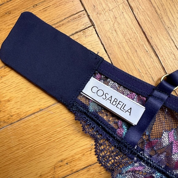 Cosabella Paradiso Triangle Bralette in Navy/Rani Pink, Petite Medium - Picture 5 of 7